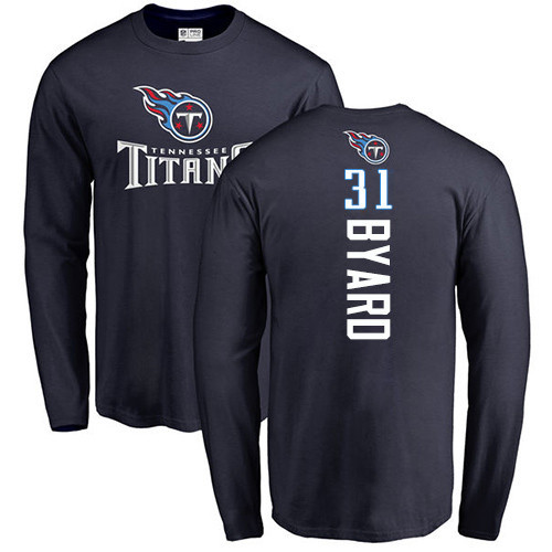 Tennessee Titans Men Navy Blue Kevin Byard Backer NFL Football #31 Long Sleeve T Shirt->nfl t-shirts->Sports Accessory